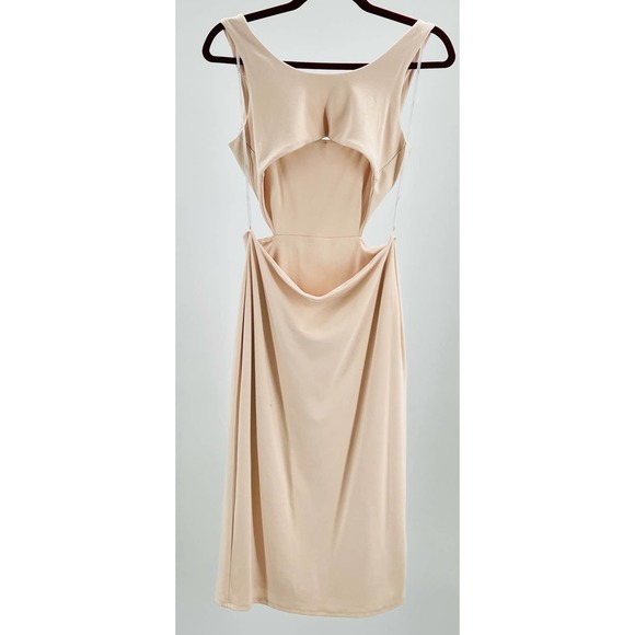 LULU'S sz M How I Feel Cream Cutout Bodycon Midi Dress NEW B53 - Picture 3 of 8